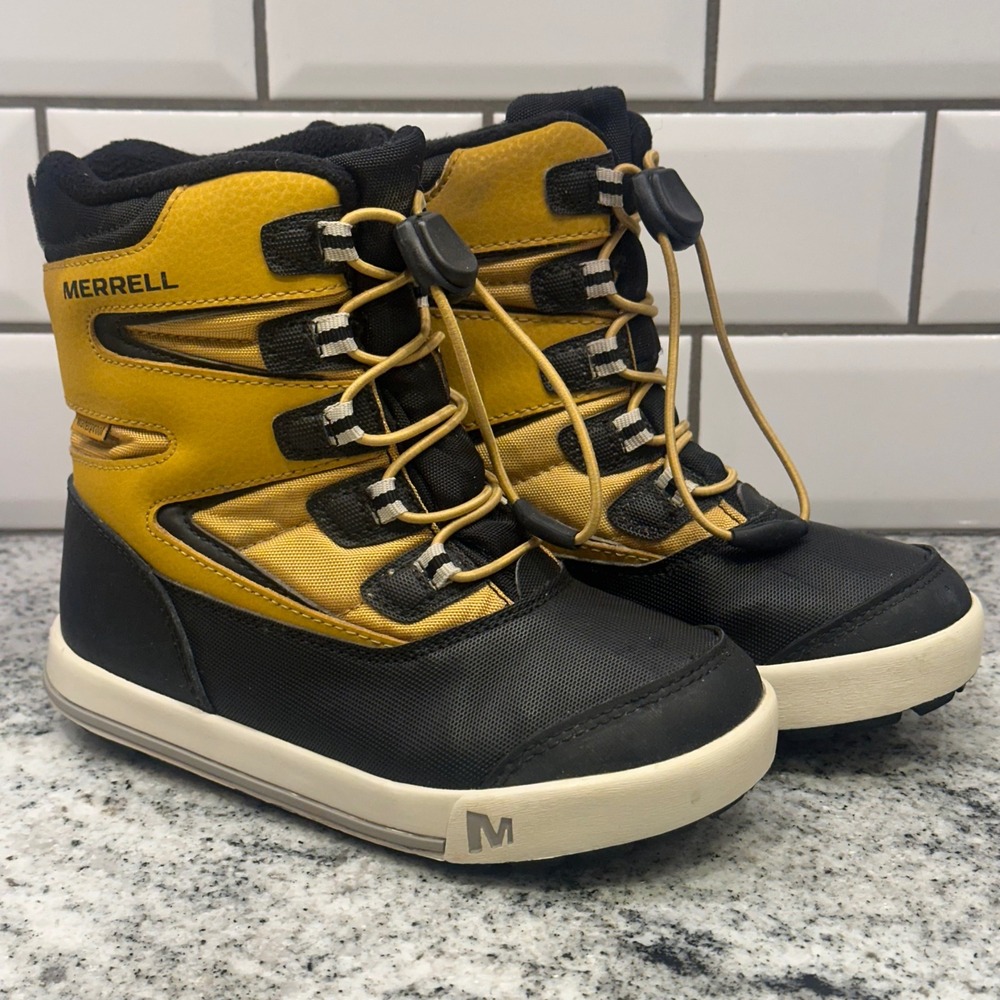 Merrell‎ Kids 13M Snow Quest Lite 3.0 Boots Yellow Black Waterproof Winter -25F